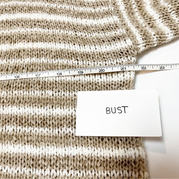 Soft Surroundings neutral stripe cardigan sweater petite small tan white open - Picture 9 of 10